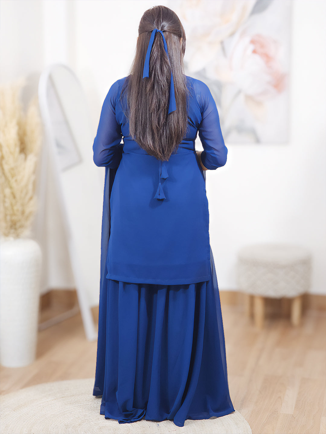 Peacock Blue Sharara Set – Regal Flared Festive Ethnic (S–5XL)