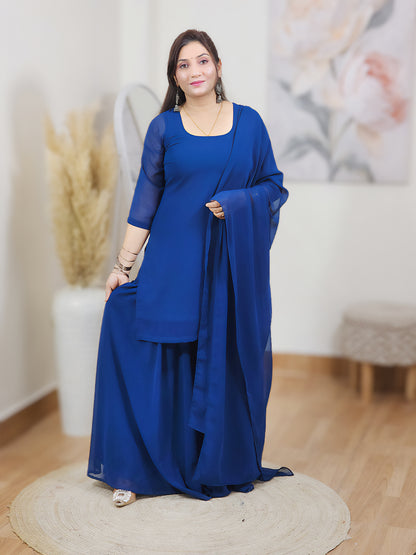 Peacock Blue Sharara Set – Regal Flared Festive Ethnic (S–5XL)