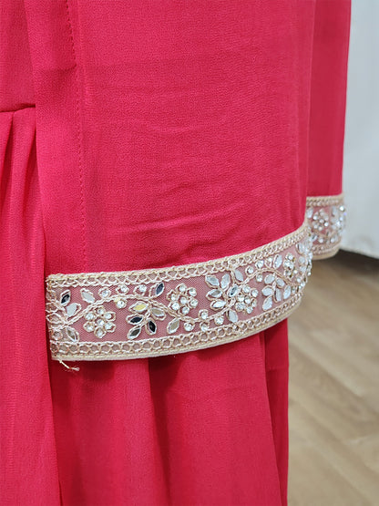 Georgette Fiery Rose Sunset Orange Sharara Dupatta Set – Bold Ethnic Festive (S–5XL)