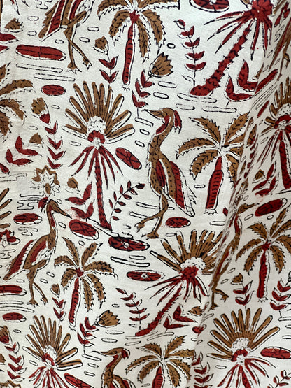 Cotton Terracotta Rust Tunic & Kalamkari Print Palazzo Set – Bohemian Ethnic
