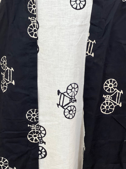 Cotton Black & White Cycle Print Long Shrug Palazzo Set – Bohemian Ethnic