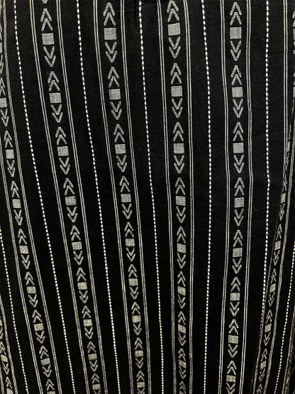 Cotton Midnight Black Geometric Stripe Tunic & Tulip Pant Set – Bohemian Ethnic (S–5XL)