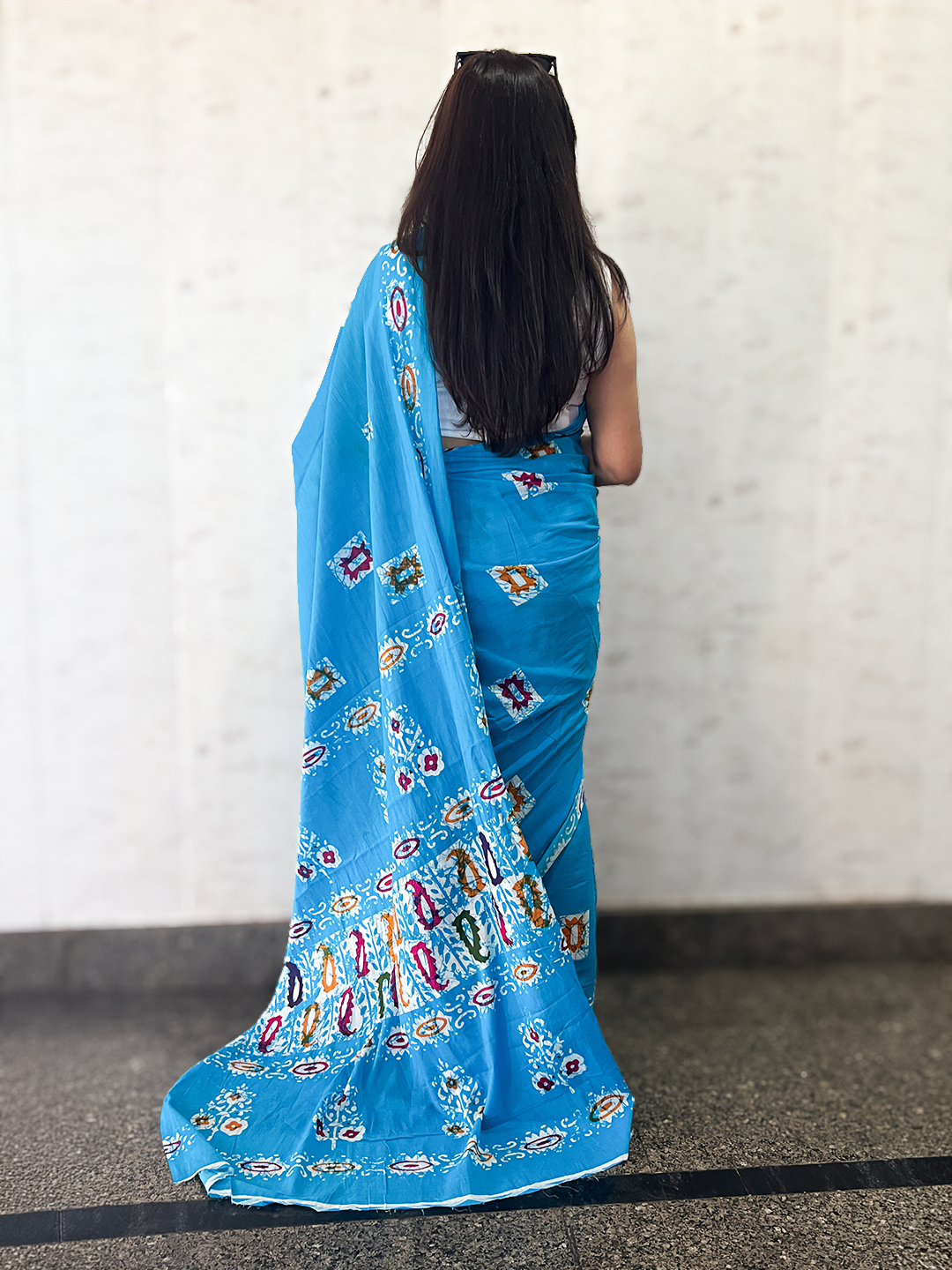 Water Blue Mal Cotton Saree – Feather-Light Saree for Festivals & Everyday Elegance (S–5XL)