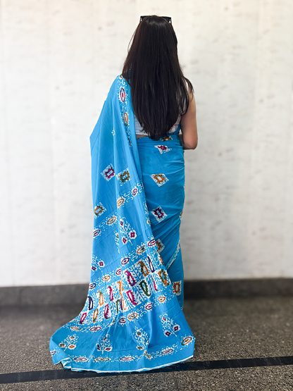 Water Blue Mal Cotton Saree – Feather-Light Saree for Festivals & Everyday Elegance (S–5XL)