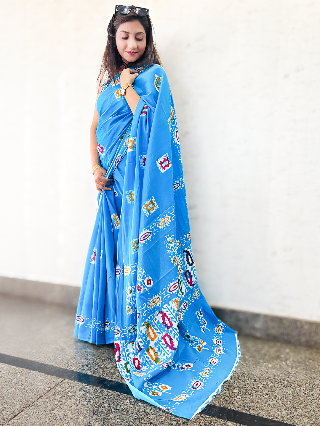 Water Blue Mal Cotton Saree – Feather-Light Saree for Festivals & Everyday Elegance (S–5XL)
