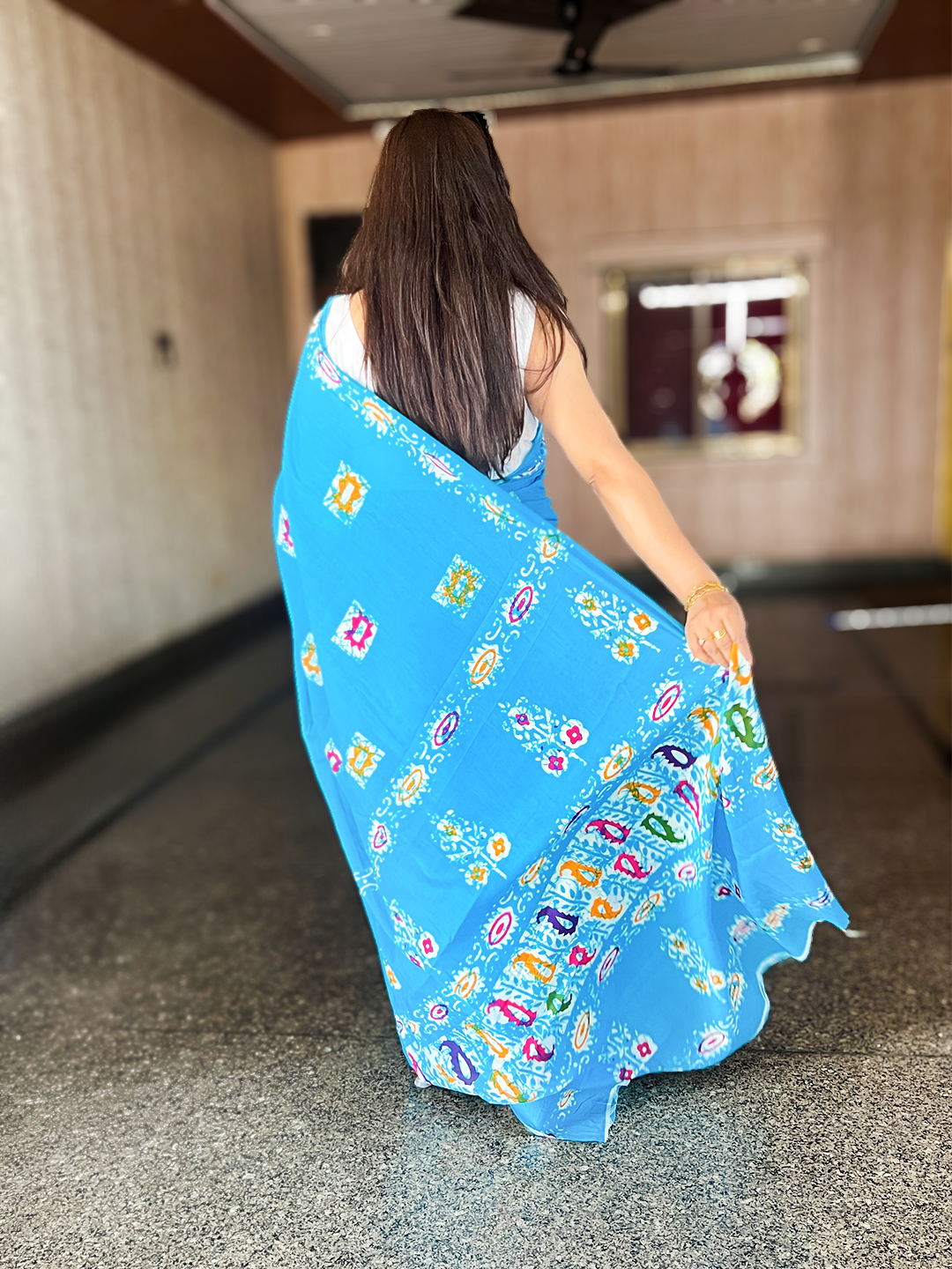 Water Blue Mal Cotton Saree – Feather-Light Saree for Festivals & Everyday Elegance (S–5XL)