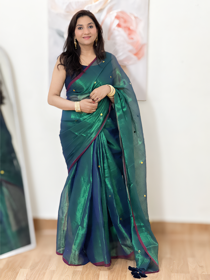 Cotton Metallic Shimmer Saree – Glamorous Festive Ethnic Glow
