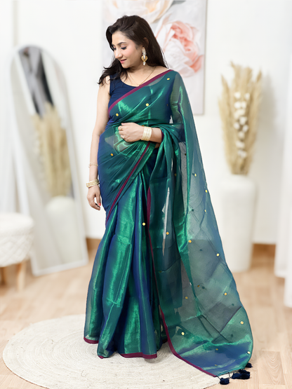 Cotton Metallic Shimmer Saree – Glamorous Festive Ethnic Glow