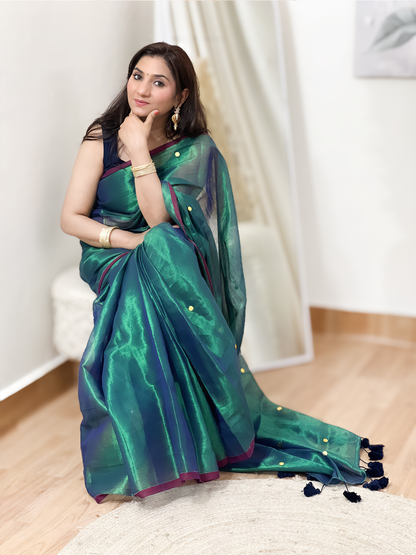 Cotton Metallic Shimmer Saree – Glamorous Festive Ethnic Glow