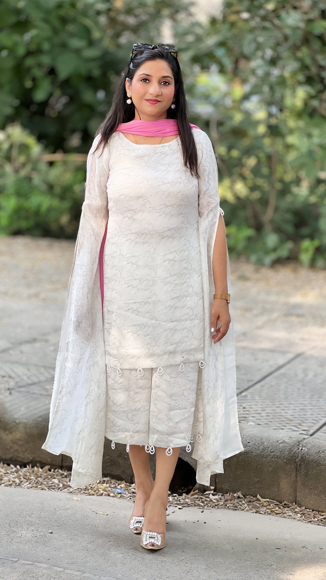 White Aura Palazzo Set – Satin Glow Co-ord for Women