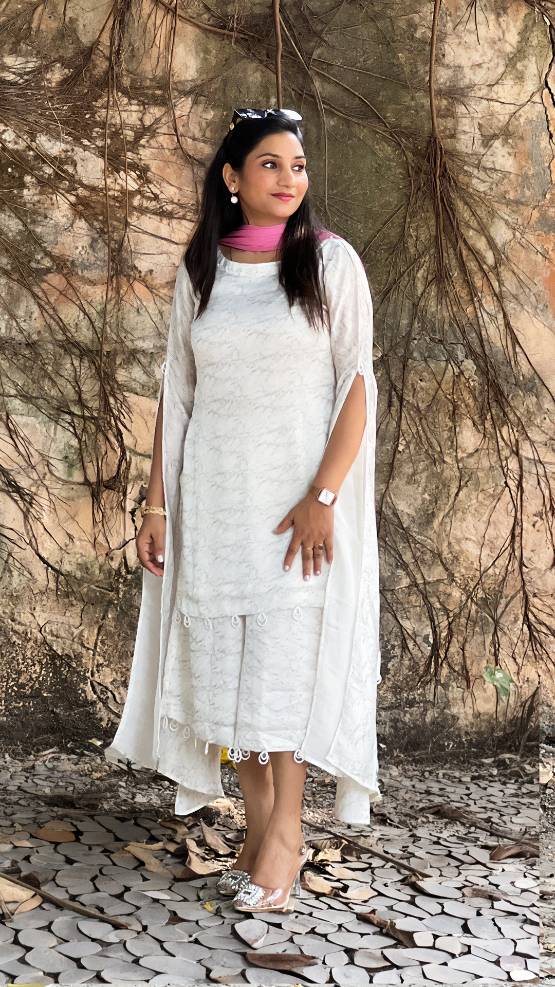 White Aura Palazzo Set – Satin Glow Co-ord for Women