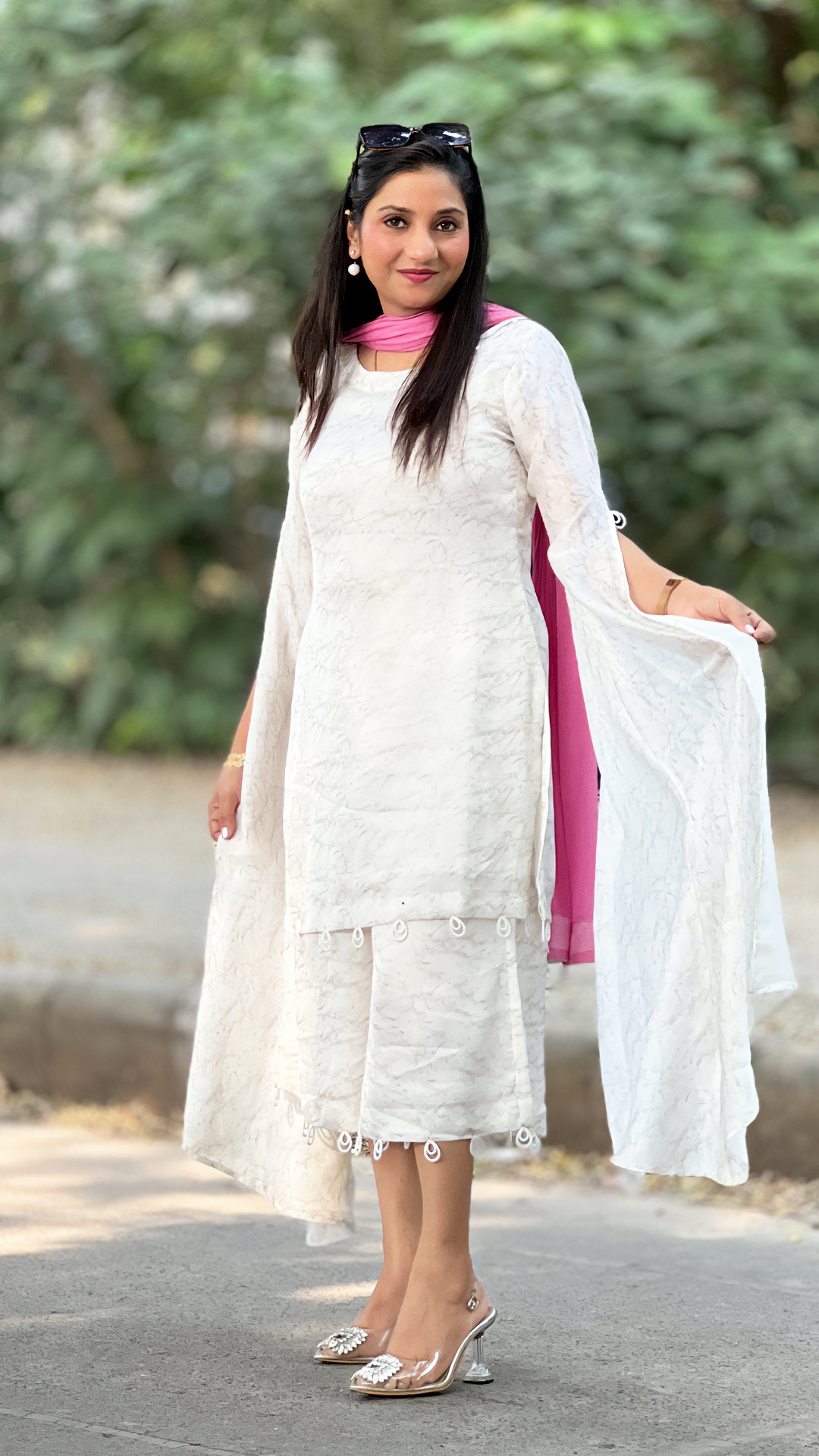 White Aura Palazzo Set – Satin Glow Co-ord for Women