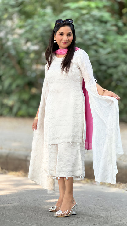 White Aura Palazzo Set – Satin Glow Co-ord for Women